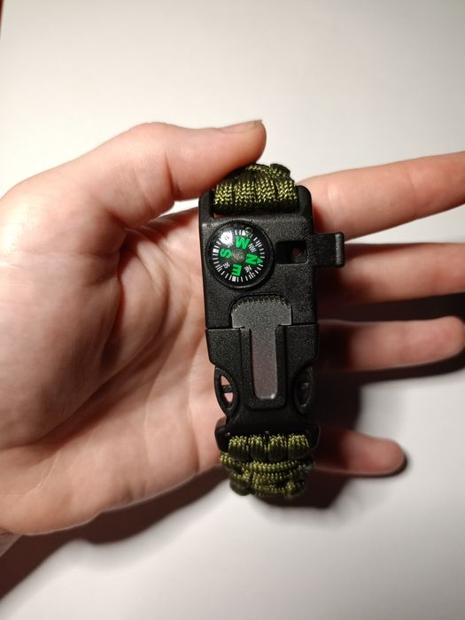 Тактичний браслет з паракорду, кресало, свисток, компас