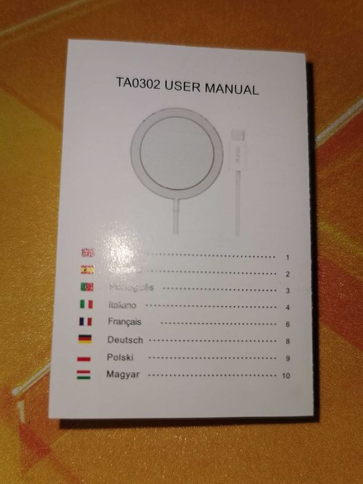 Carregador Telemóvel Sem Fios Moveteck TA0302 com Alimentação e Manual