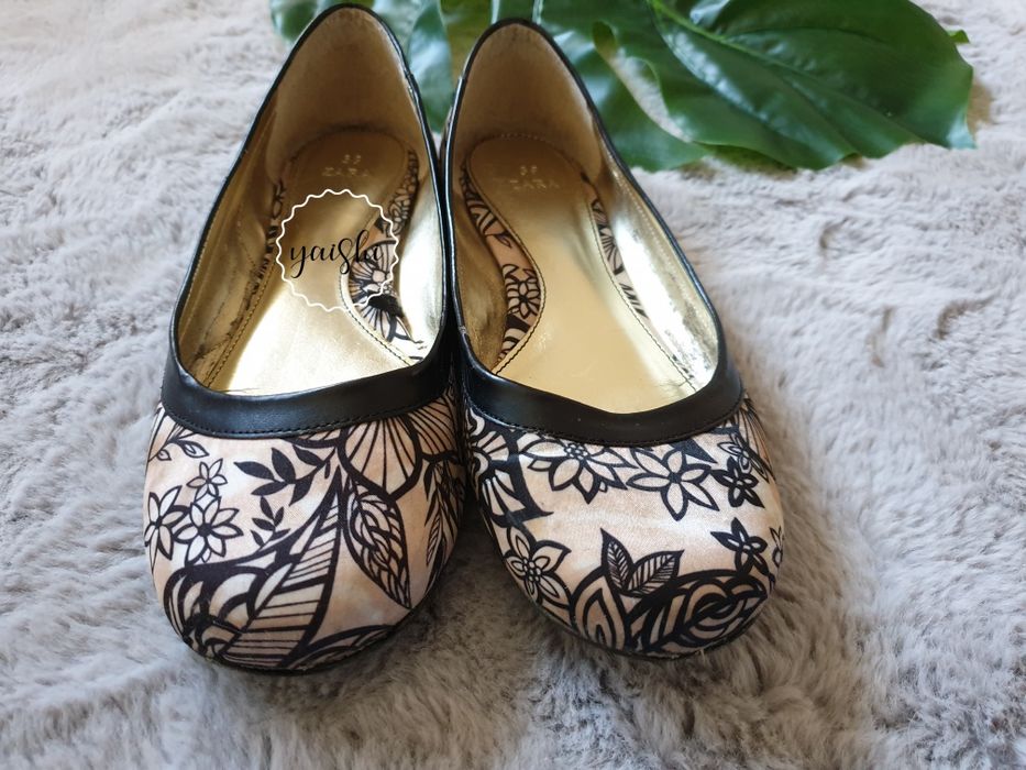 Zara satynowe baleriny balerinki w kwiaty 39