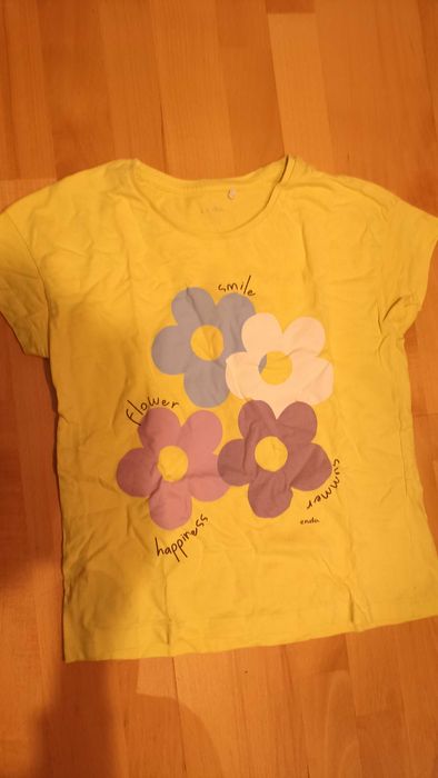 Koszulka dziecięca żółta z kwiatami