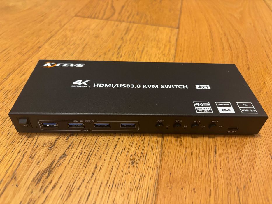 Nowy KVM switch Kceve na 4 komputery -- 4x HDMI, USB3.0