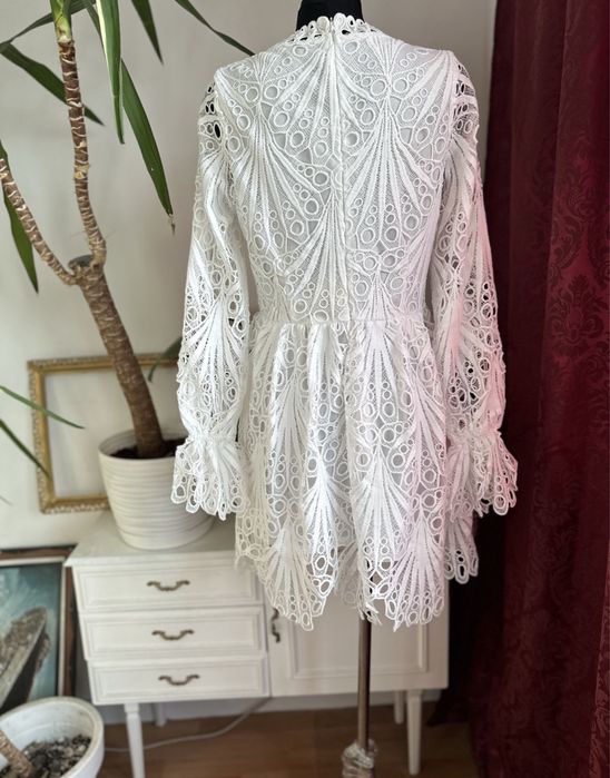 Boohoo koronkowa sukienka mini biała 40 L ażurowa
