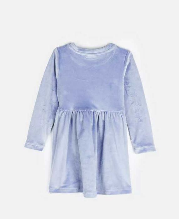 WYPRZEDAŻ Welurowa sukienka na długi rękaw ciepła niebieska 98 3 lata