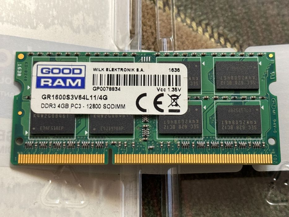 Оперативна  памʼять 4 ГБ, DDR3L, для ноутбуків, Goodram 1600 МГц