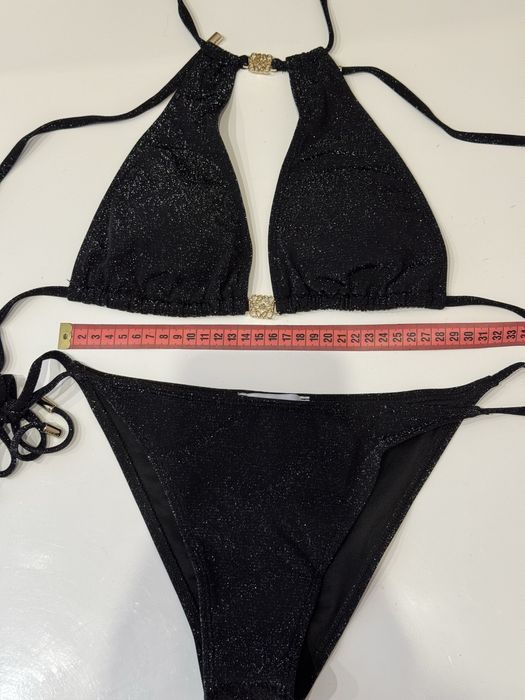 Купальник Loewe чорний сяючий М блискучий з блискітками на зав’язках