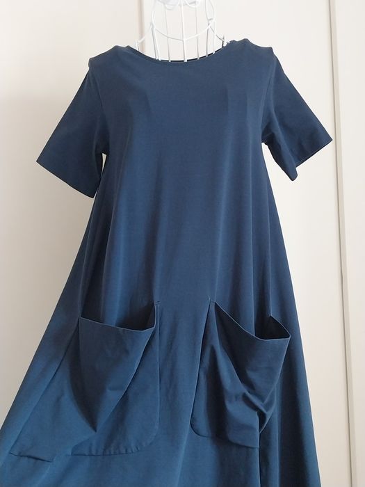 Vestido midi | Azul escuro | COS | manga curta | Tamanho XS