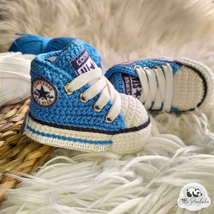Tênis para Bebé / sapatilhas All star em crochet