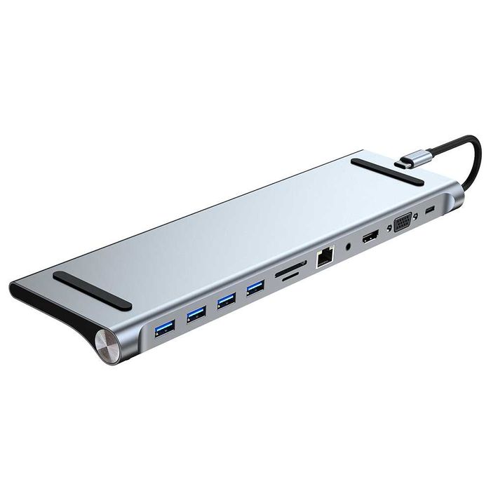 Rozgałęziacz HUB przejściówka USB-C 11w1 4xUSB HDMI SD VGA JACK LAN