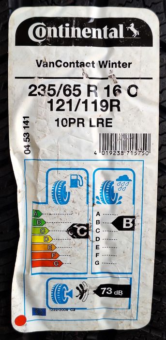1x 235/65R16C Continental VanContactWinter 121/119R 3 lata gwar. 480zł
