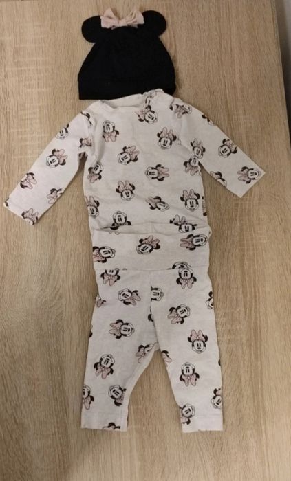 Komplet myszka Miki jasny /body+legginsy+czapeczka/ 62