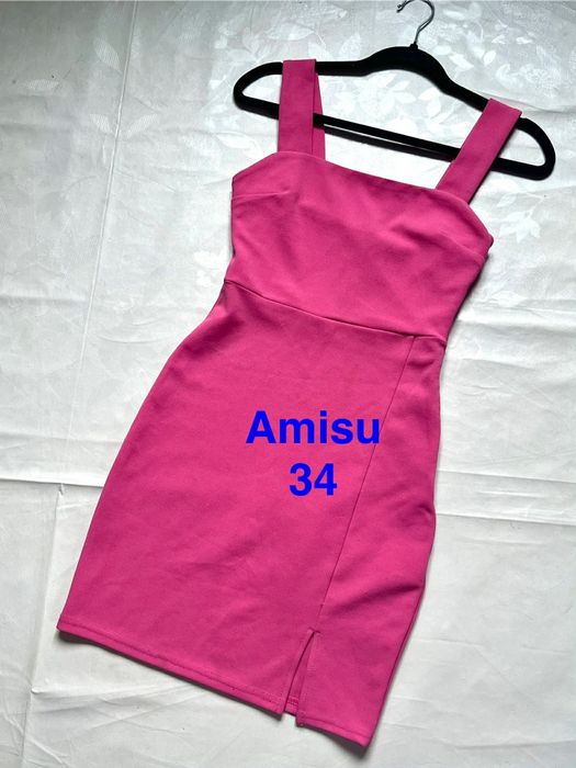 Amisu sukienka na komunię róż na ramiączkach 34