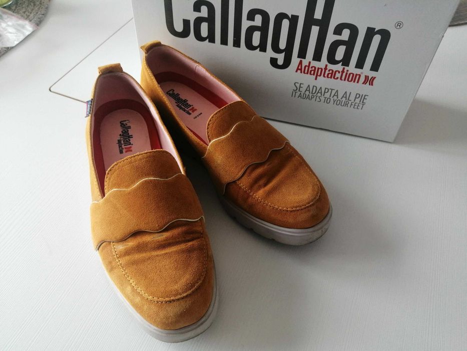 Callaghan Półbuty Musztardowe 37 Skóra Naturalna Zamszowe