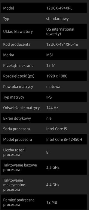 Laptop MSI  stan idealny