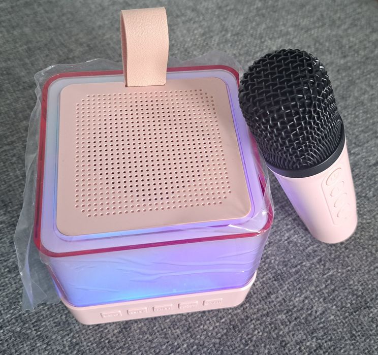 Głośnik Bluetooth + mikrofon zestaw karaoke + efekty LED na prezent