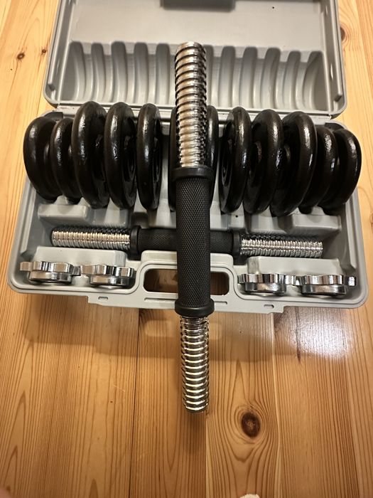 Zestaw hantli 15kg w walizce żeliwnych