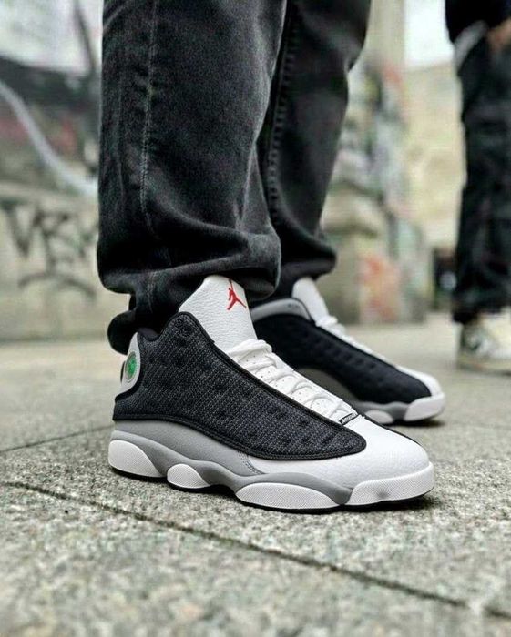 Чоловічі кросівки Nike Air Jordan 13 Retro Black Flint (40–45) — білі, шкіряні | Найк Джордан 13 чорні білі
