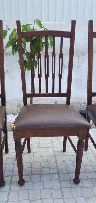 Conjunto ​4 Cadeiras de Sala de Jantar em Madeira Maciça / Vintage Retro