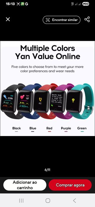 Smartwatch Simples várias cores64297829181058121