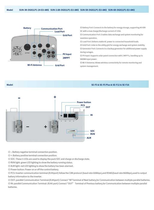 Deye Híbrido Monofásico Inversor Off Grid SOL6K-OG01LP1-EU-AM2 6kW