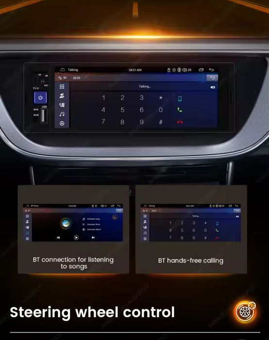 Radio 1 din com ecrã + kit marcha atrás novo