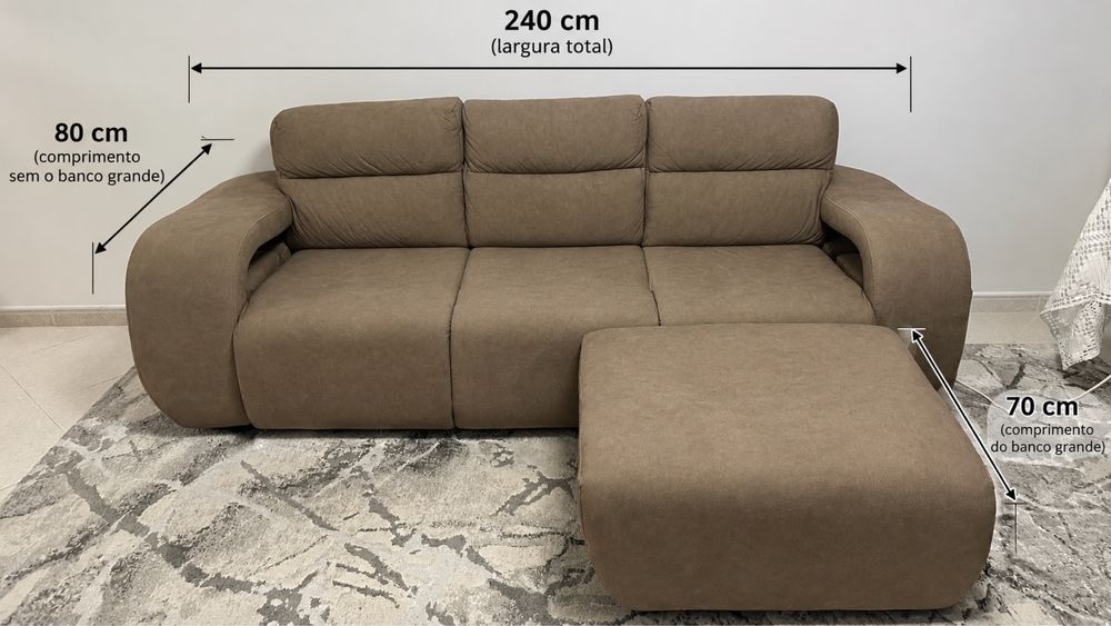 Sofá cinzento 3lugares