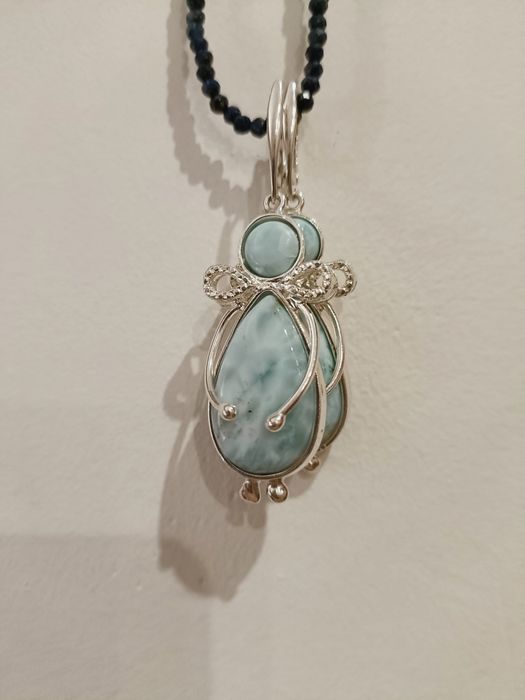 Kolczyki larimar srebro 925