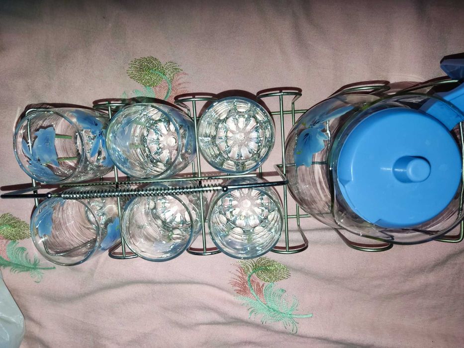 Набір чайник заварник та стакани 6 шт. на металевій підставці