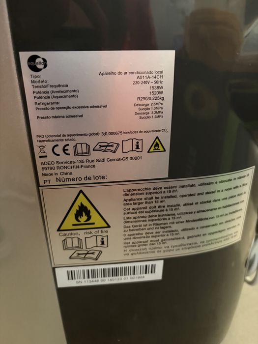 Ar Condicionado Portátil EQUATION – 14000 BTU – Grande Capacidade – Quente/Frio