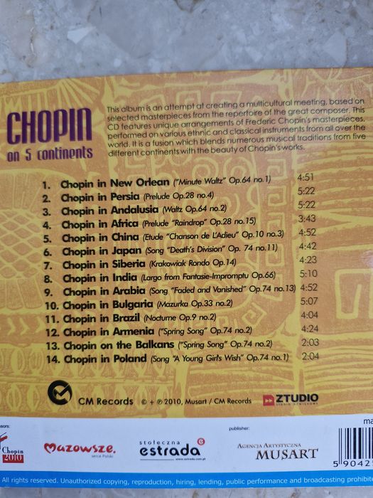 Maria Pomianowska CD Chopin on 5 Continents