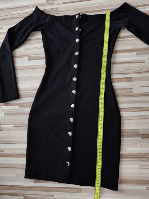 Mała czarna sukienka, prążkowana, XS, Missguided