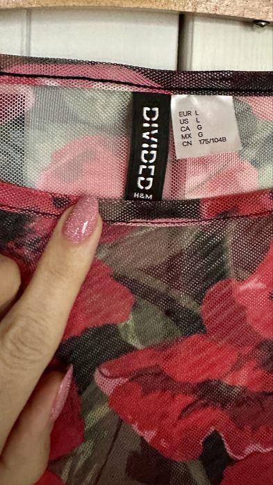 Sukienka maxi H&M z tiulu w czerwone kwiaty