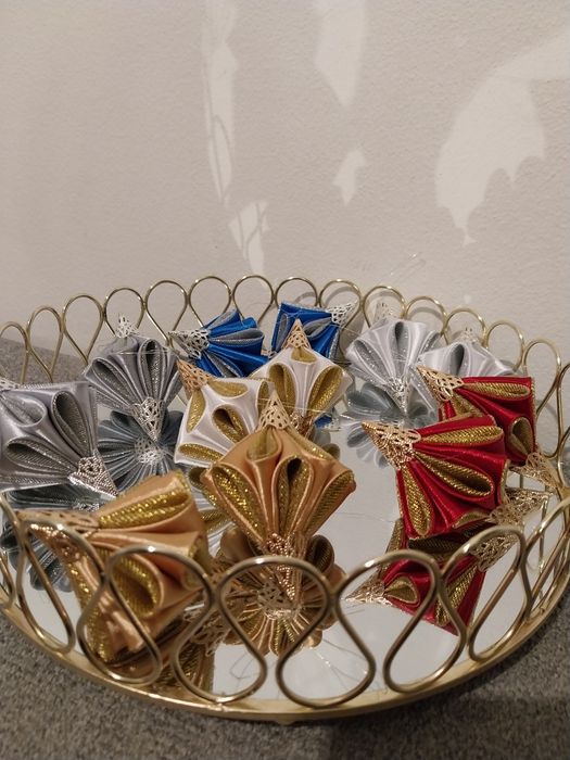 Aniołki,bombki choinkowe ze wstążki handmade