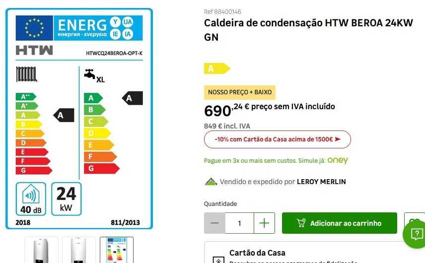 Caldeira de condensação HTW BEROA 24KW GN