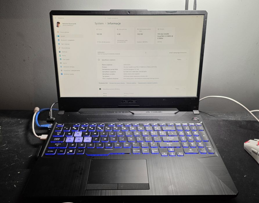 Laptop gamingowy ASUS TUF Gaming GX506HCB-HN161W - i5 11th gen 1TB 32GB RAM