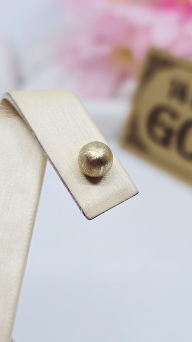 Złote kolczyki satynowane kulki próba 585 14k