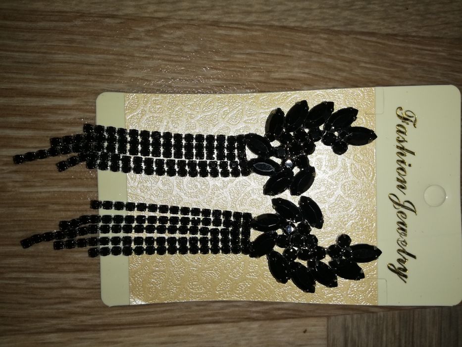 Роскошные винтажные чёрные серьги