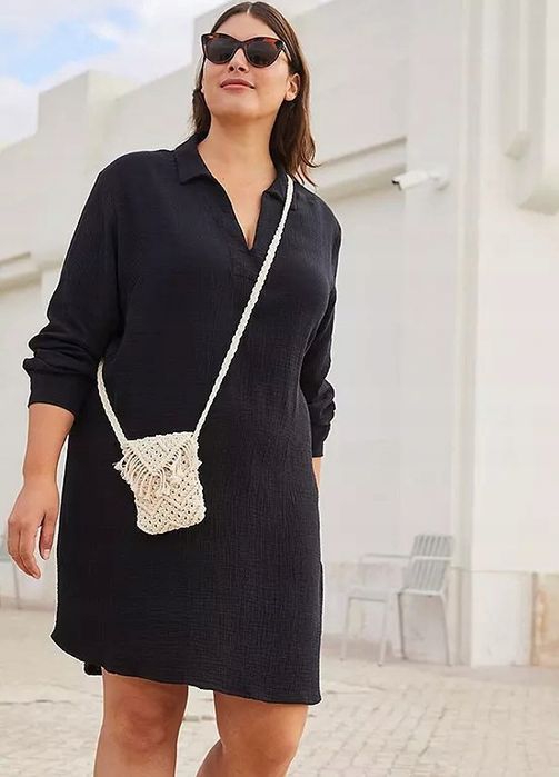 B.P.C sukienka tunika czarna muślinowa 50.