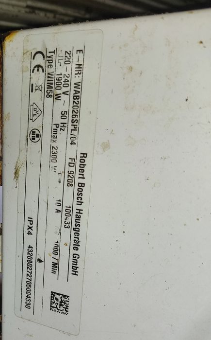 hydrostat do pralki Bosch Classixx 6 na części, ..