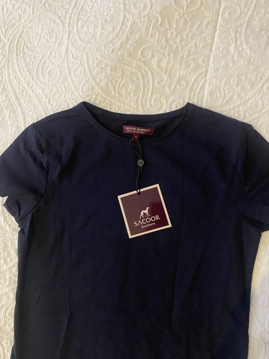 T-shirt algodão Sacoor Brothers, tamanho S, azul marinha + Oferta
