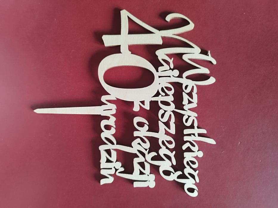 Topper na tort tabliczka 40 lat drewniana