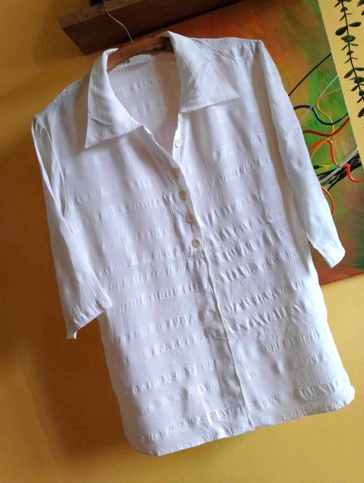 bluzka biała krótki rękaw 40-42/L-XL