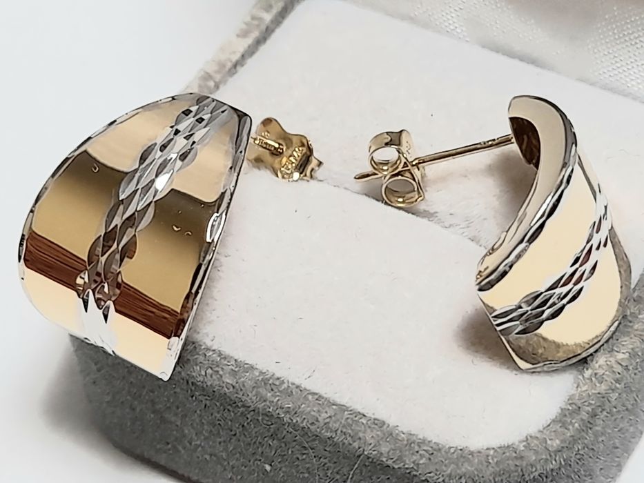 Kolczyki Złote 3D Diamentowane Zobacz Piękne zloto