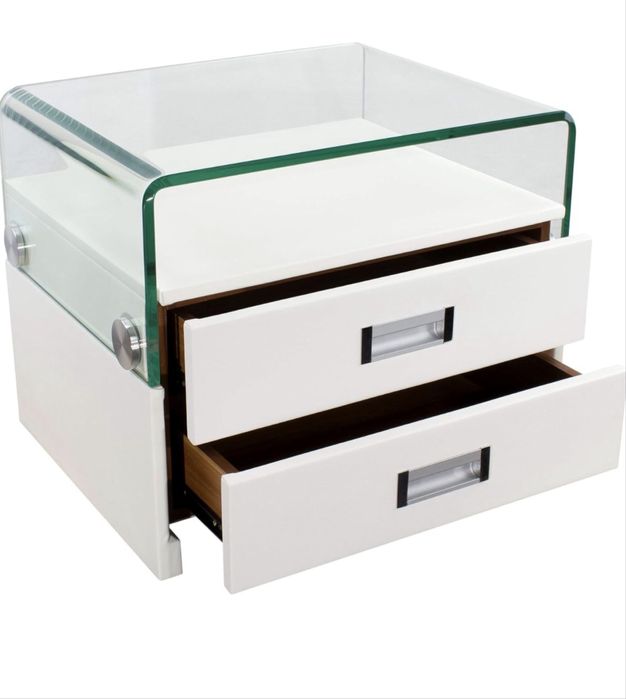 Mesa de cabeceira 2 x branca gavetas prateleira branca
