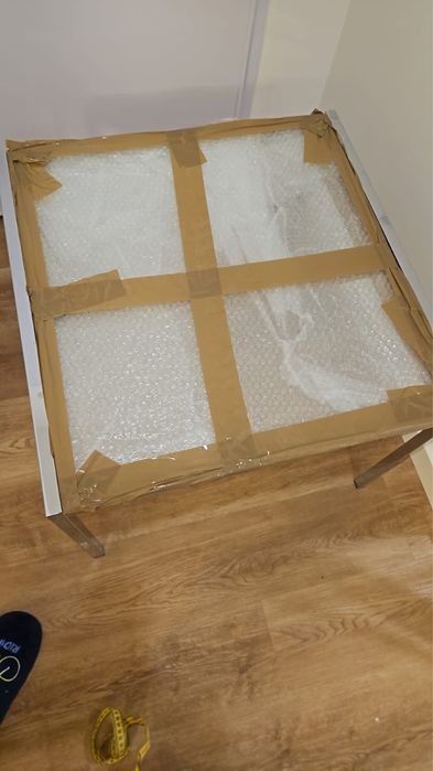 Mesa metal com tampo vidro 60x60x60