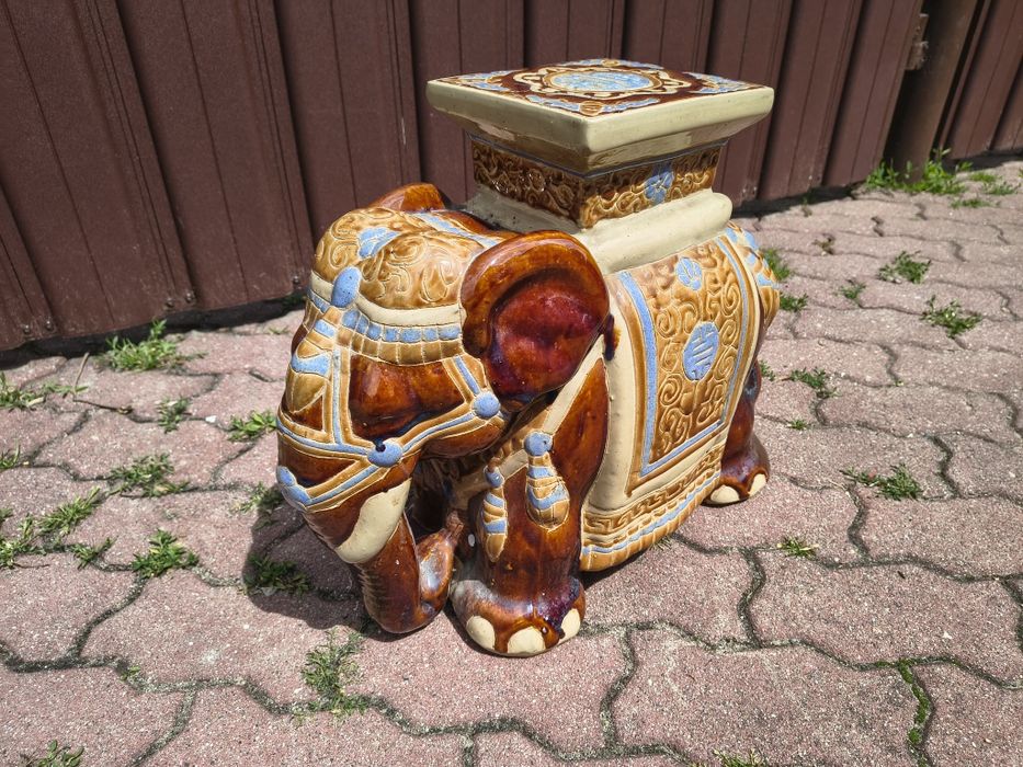 Ceramiczny kwietnik słoń retro vintage