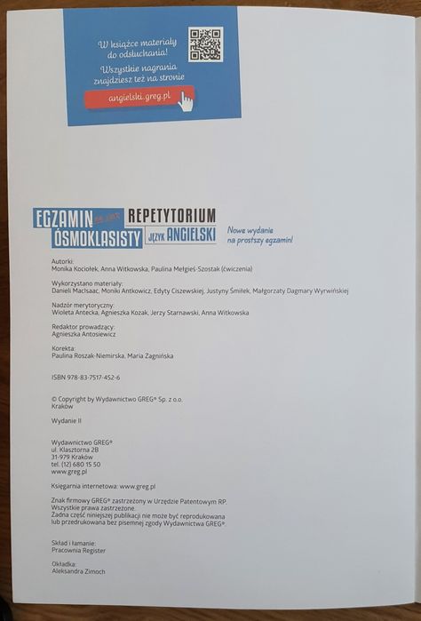 Egzamin ósmoklasisty, repetytorium, język angielski.