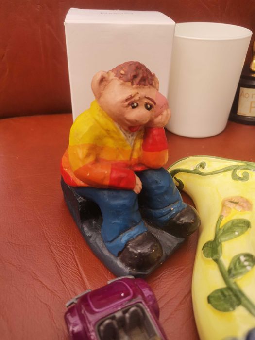 Decoração, vela, caixa, estatuetas