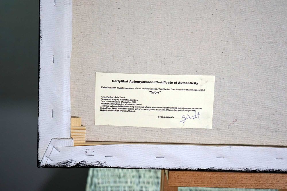 Oryginalny ręcznie malowany obraz olejny zwierzęta słoń abstrakcja