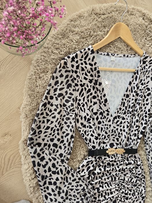 Sukienka drapowany przód Print centki