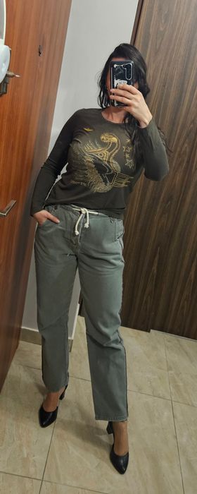 Khaki oliwkowa Bluzka longsleeve Aeronautica militare